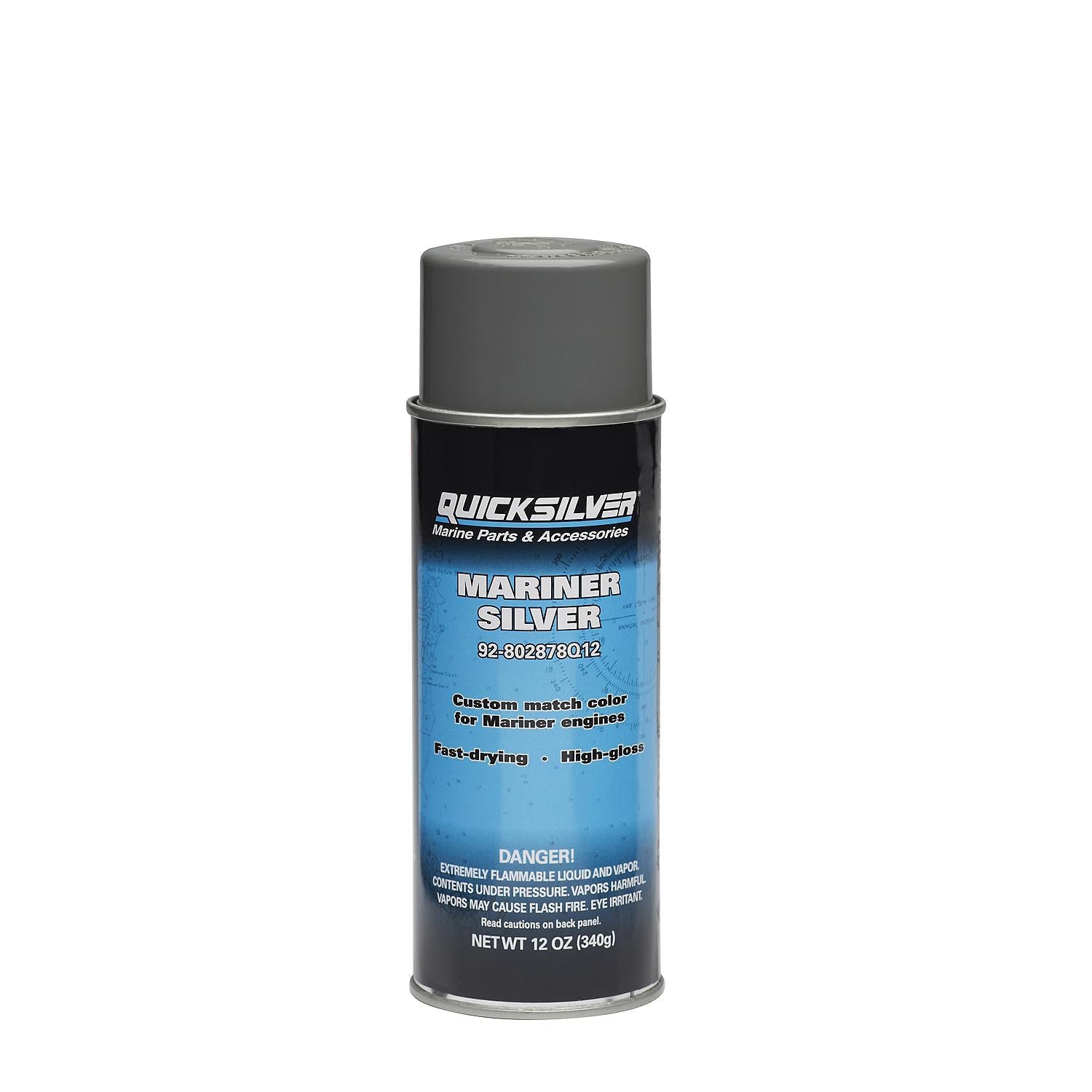 Quicksilver 802878A12 Mariner Silver Enamel Paint, 12 oz Spray Can