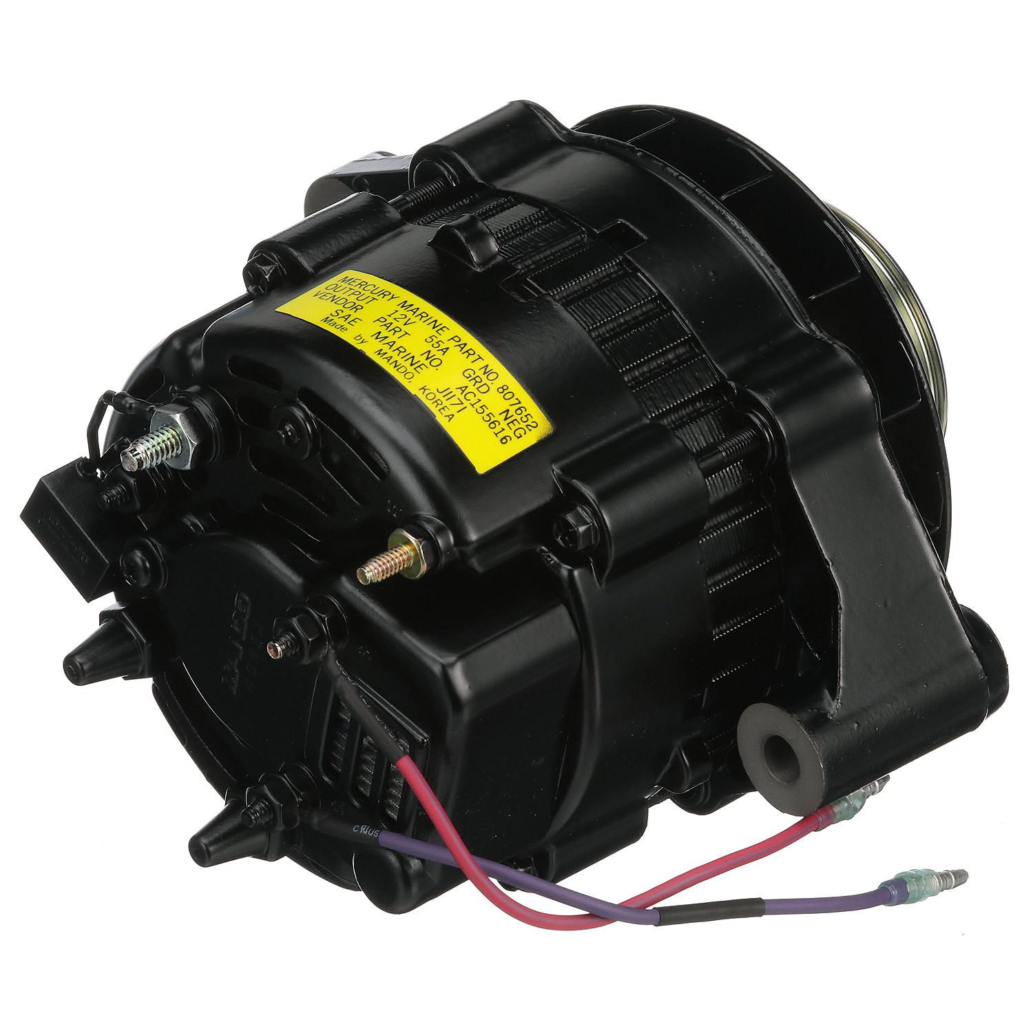 Quicksilver 807652T 55 Amp Alternator, Mando, Serpentine Belt for V6 and V8 MerCruiser Sterndrives or Inboard Engines Made by GM, 1996-1999