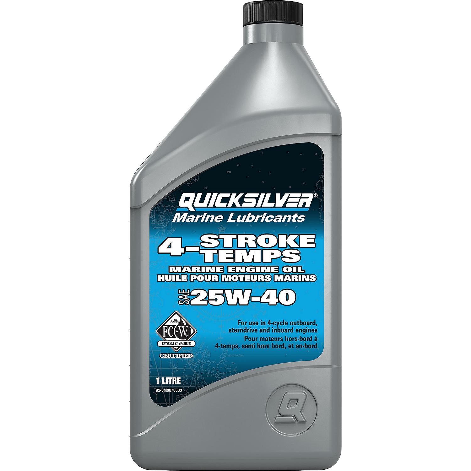 Quicksilver 25W-40 4-Stroke Marine Engine Oil, 1 Quart