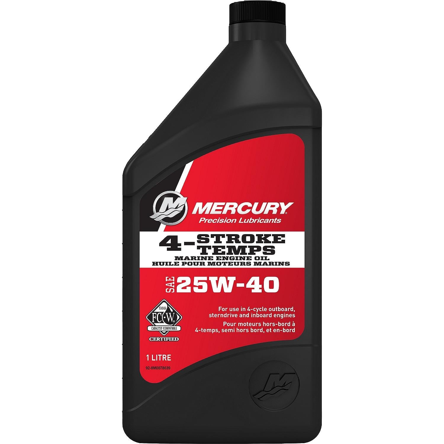 Mercury 25W-40 4-Stroke Marine Engine Oil, 1 Quart