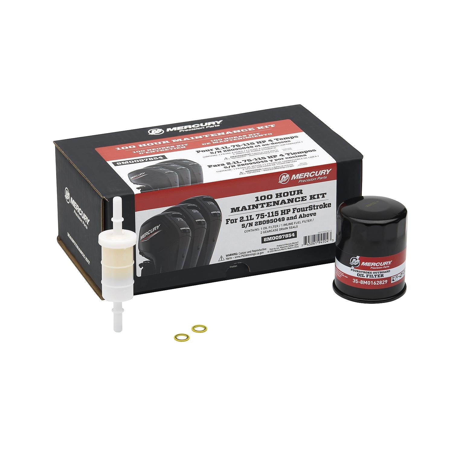 Mercury 8M0097854 2.1L 75-115hp FourStroke 100 Hour Maintenance Kit