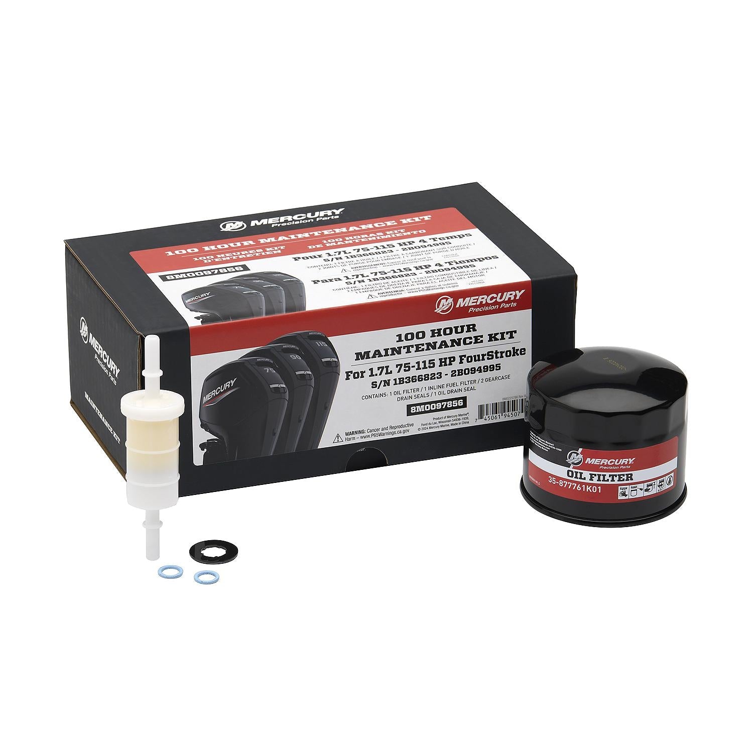 Mercury 8M0097856 1.7L 75-115hp FourStroke 100 Hour Maintenance Kit