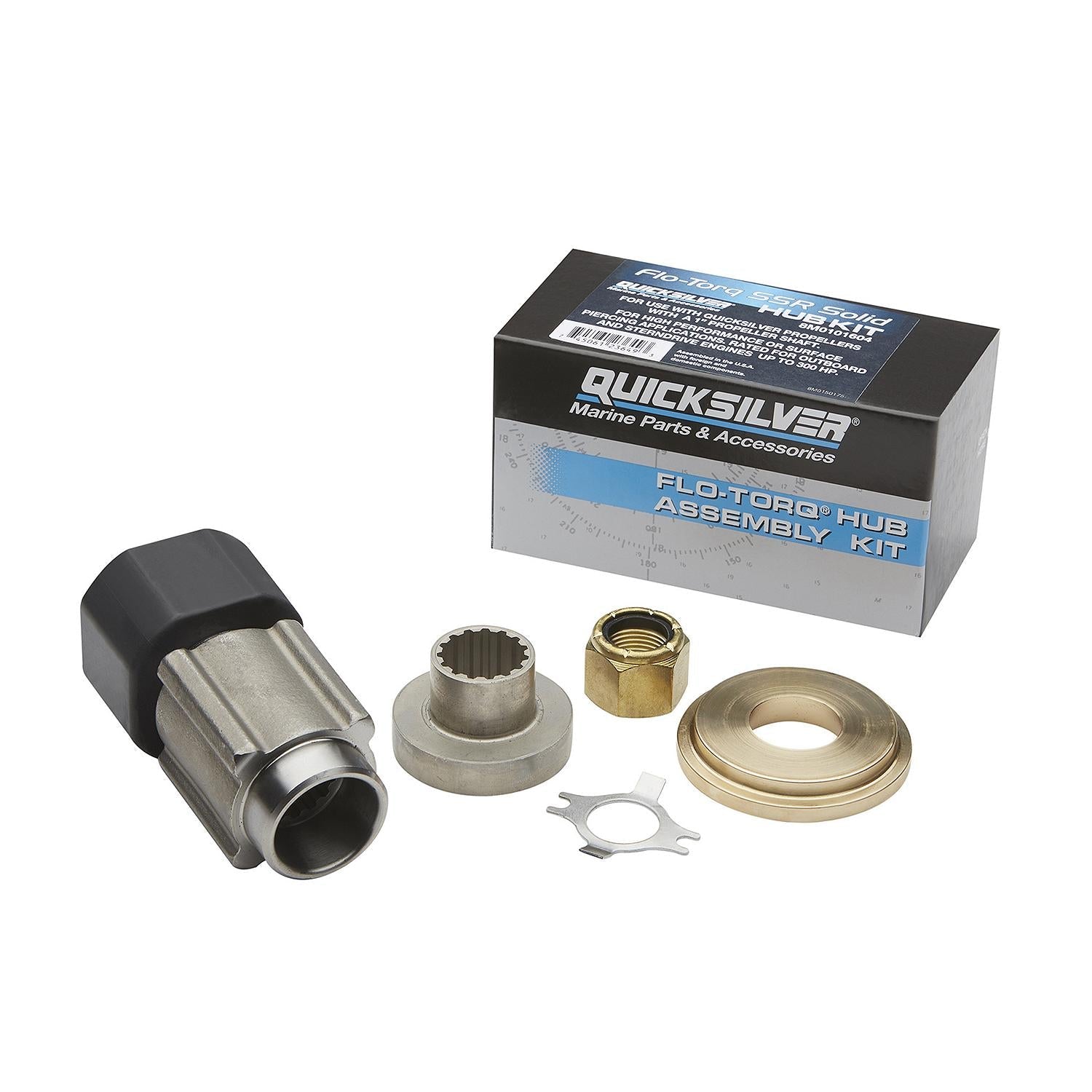 Quicksilver 8M0101604 Flo-Torq SSR Solid Propeller Hub Kit for Mercury 40hp CT-350hp 4-Stroke Outboards with 1" Diameter Prop Shaft