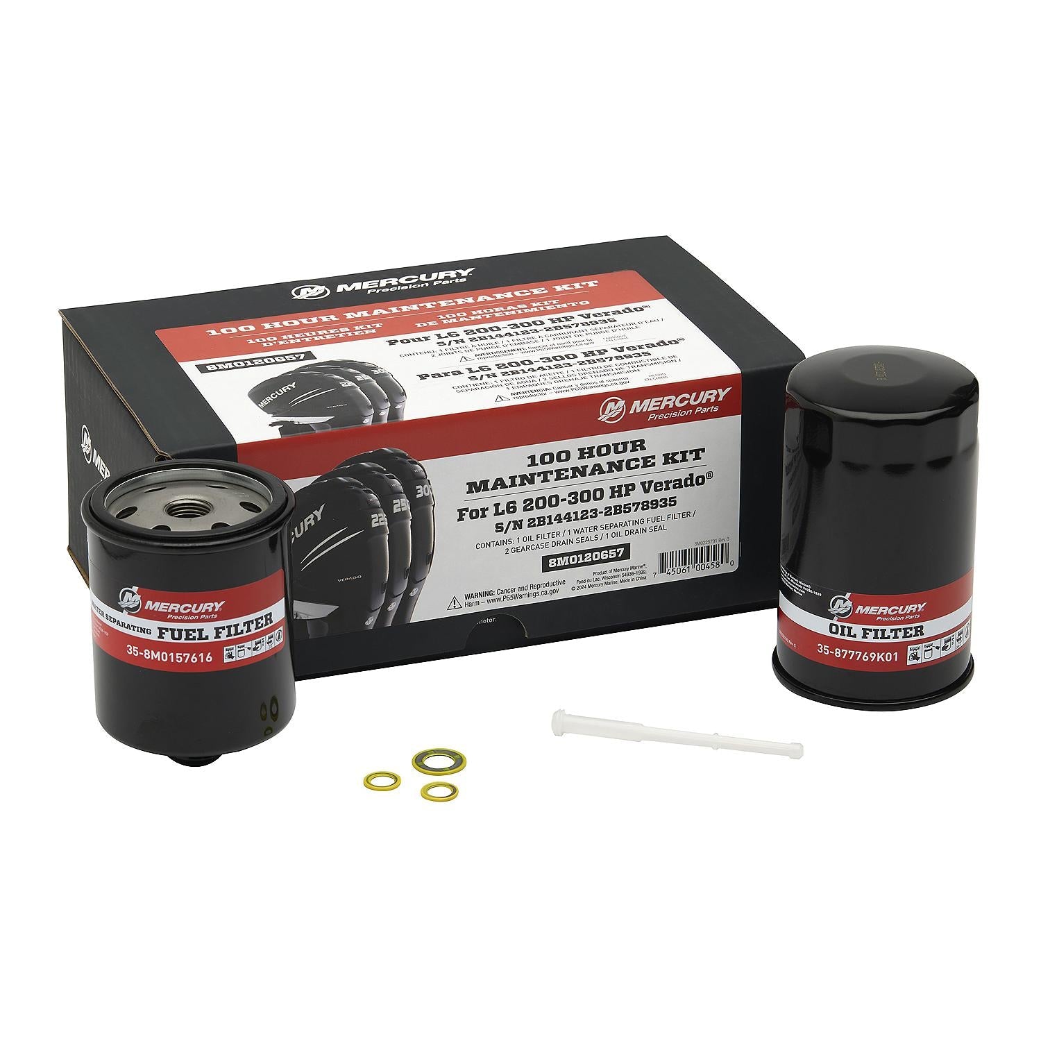 Mercury 8M0120657 L6 200-400hp Verado EFI 100 Hour Maintenance Kit