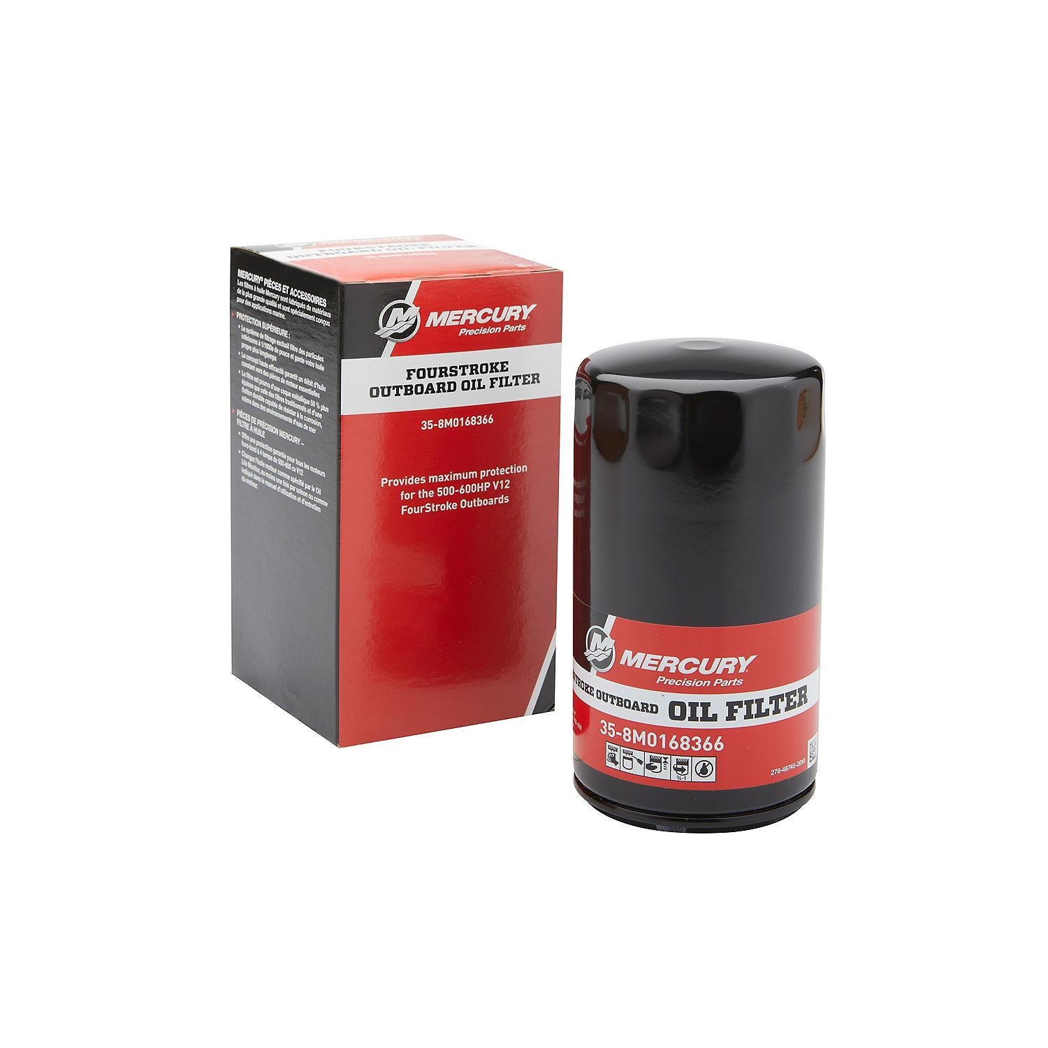 Mercury 8M0168366 Oil Filter for Select Mercury 7.6L V12 600hp Verado and 500hp SeaPro Outboards