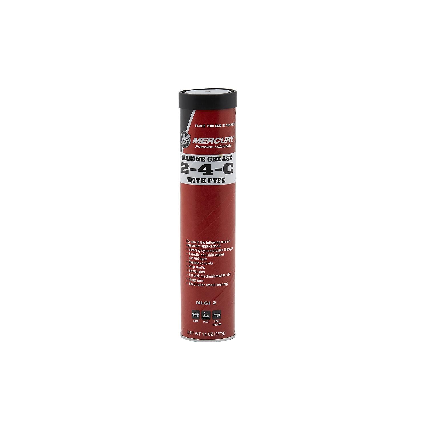 Mercury 8M0190471 2-4-C Marine Grease with PTFE, Multi-Purpose Marine Lubricant, 14 oz Cartridge