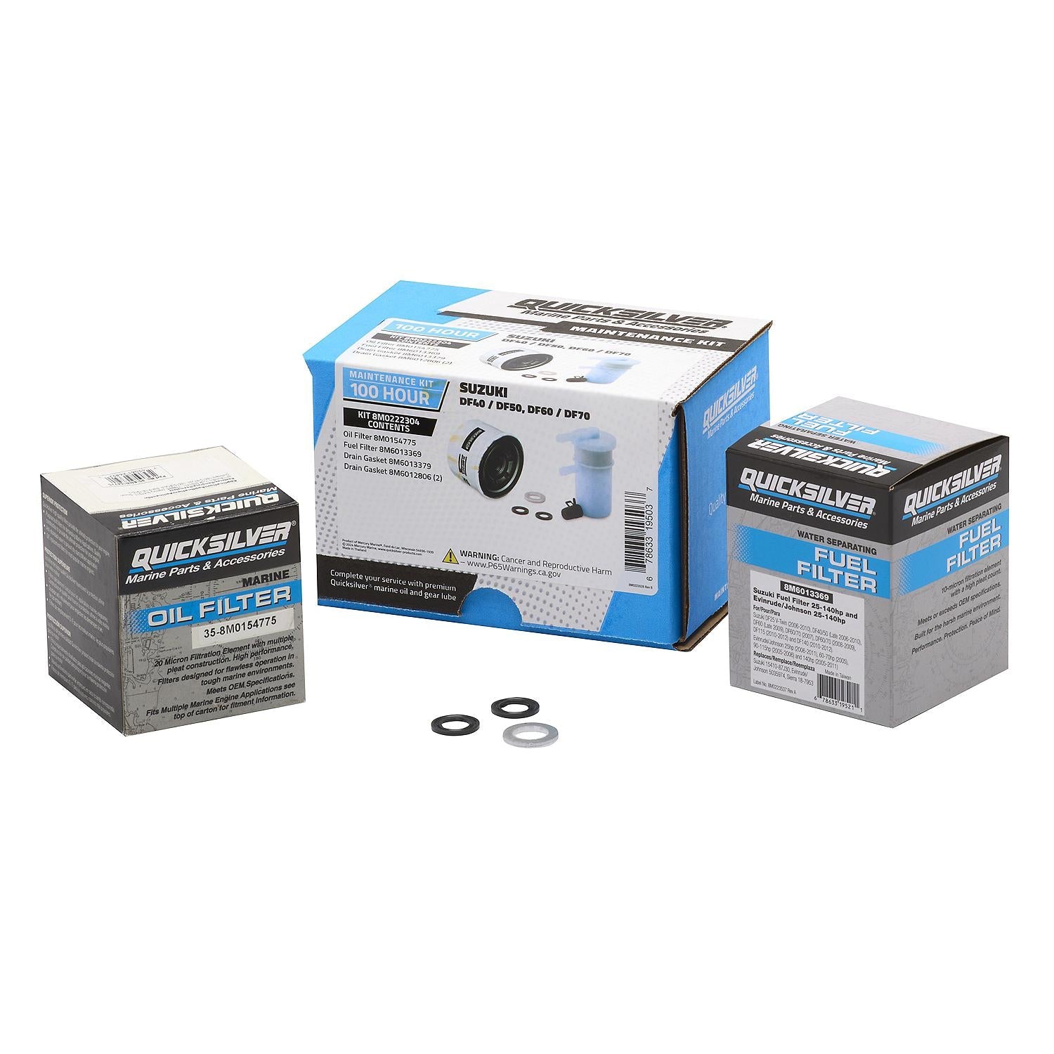 Quicksilver 8M0222304 100 Hour Maintenance Kit for Suzuki DF40/DF50 and DF60/DF70 Outboards