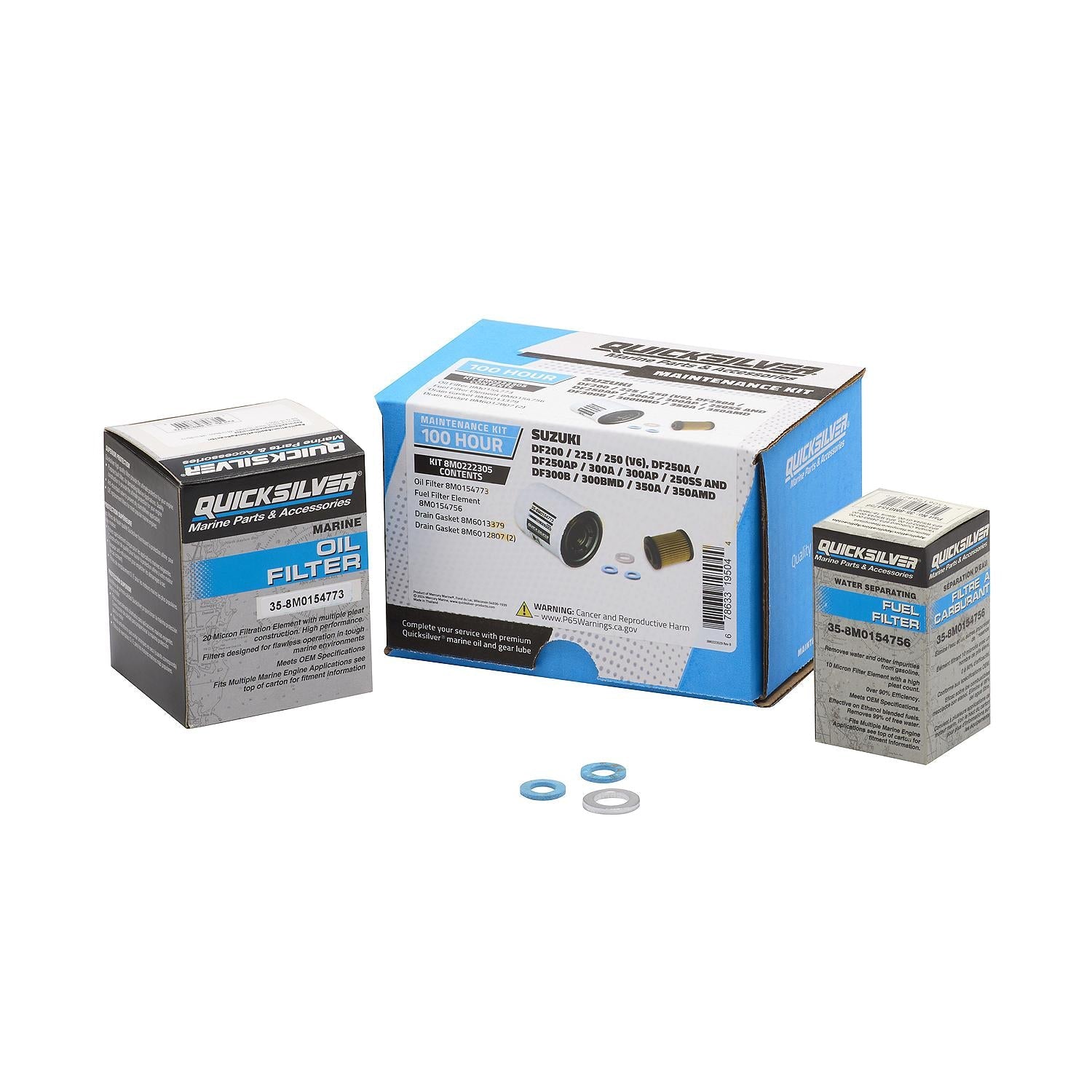 Quicksilver 8M0222305 100 Hour Maintenance Kit for Suzuki Various 200-350 Outboards