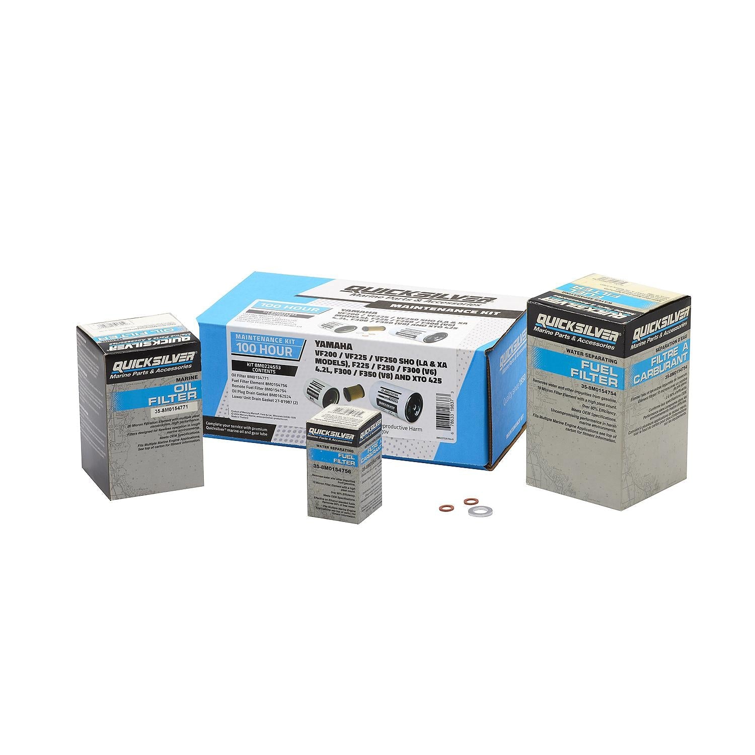 Quicksilver 8M0224553 100 Hour Maintenance Kit for Yamaha Various 200-350 and XTO 425 Outboards