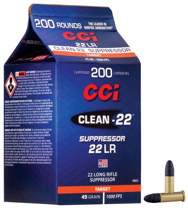 CCI Clean-22 Suppressor 22 LR 45gr Lead Round Nose - 200 Rounds