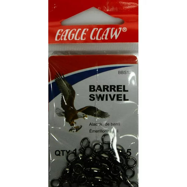 Eagle Claw Barrel Swivel, Black, Size 5, 12 Pack