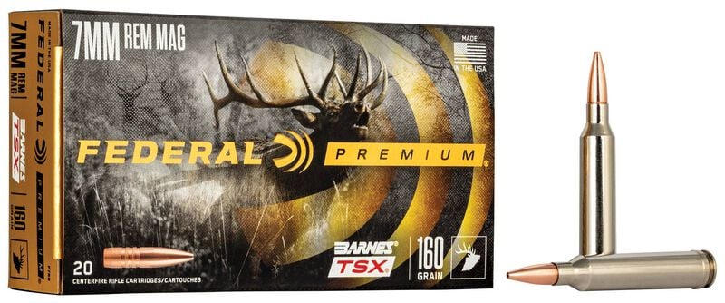 Federal Premium 7MM Rem Mag 160GR Barnes Tsx Ammo