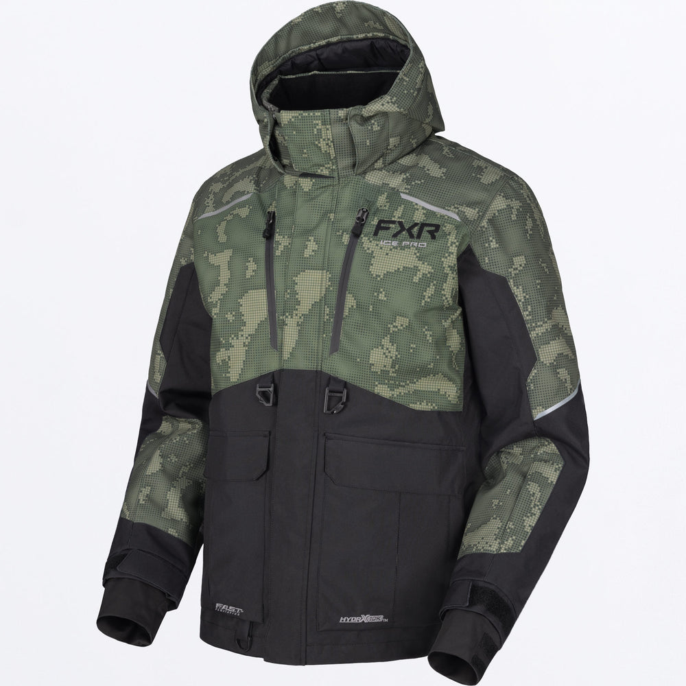 FXR Men's Excursion FX Jacket - Black/Moss Shift Cover - front
