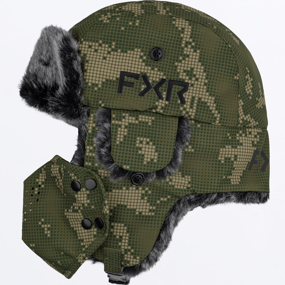 FXR Trapper Hat Moss Shift Cover/Black front