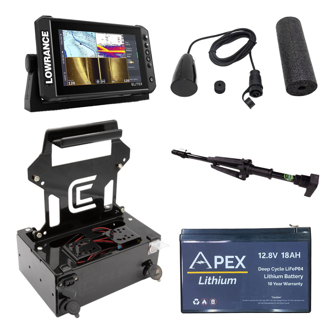 Lowrance Elite FS 9" Refurb Ice Bundle with Clam Shuttle and Pole