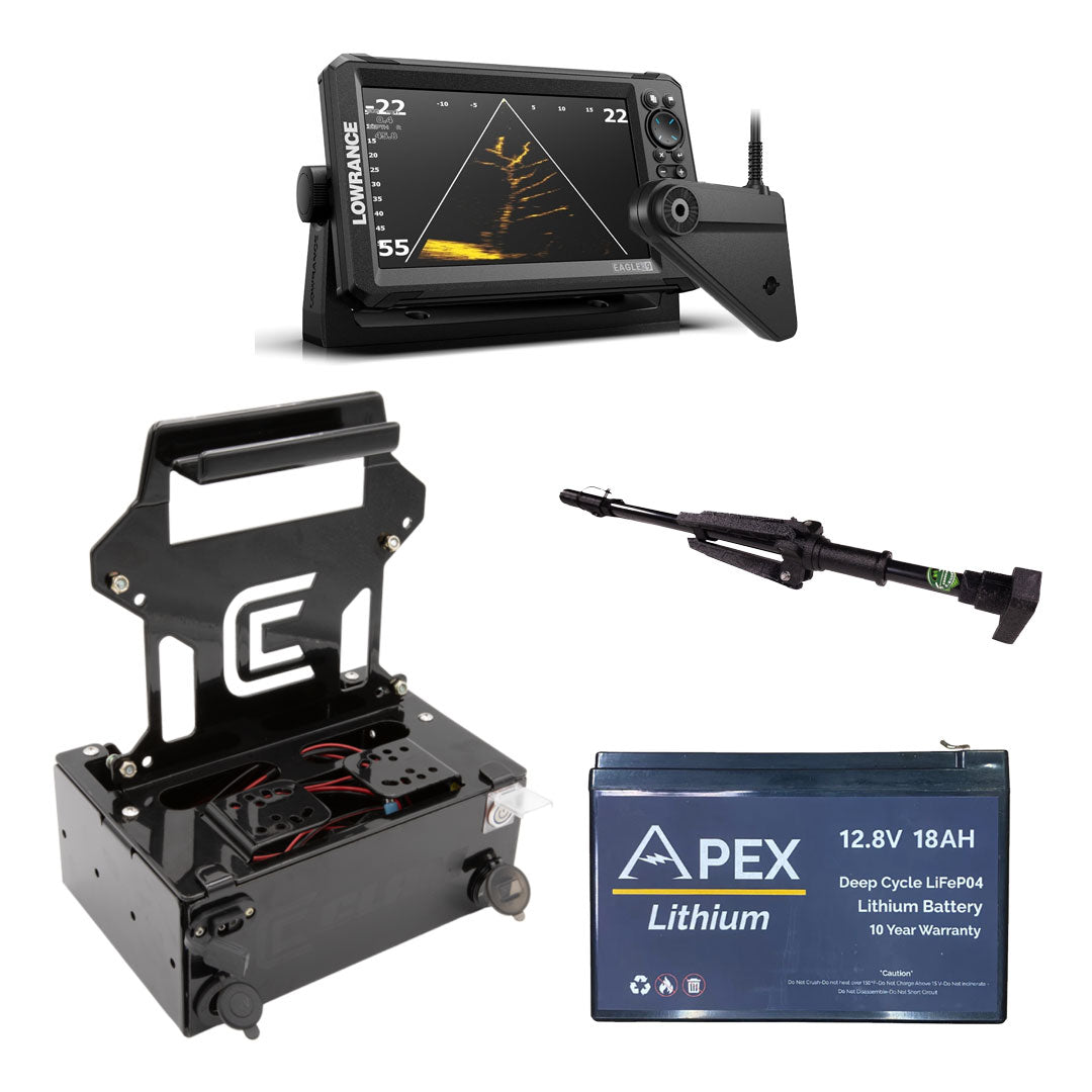 Lowrance Eagle Eye 9" Standard Ice Bundle with Clam Shuttle and Pole