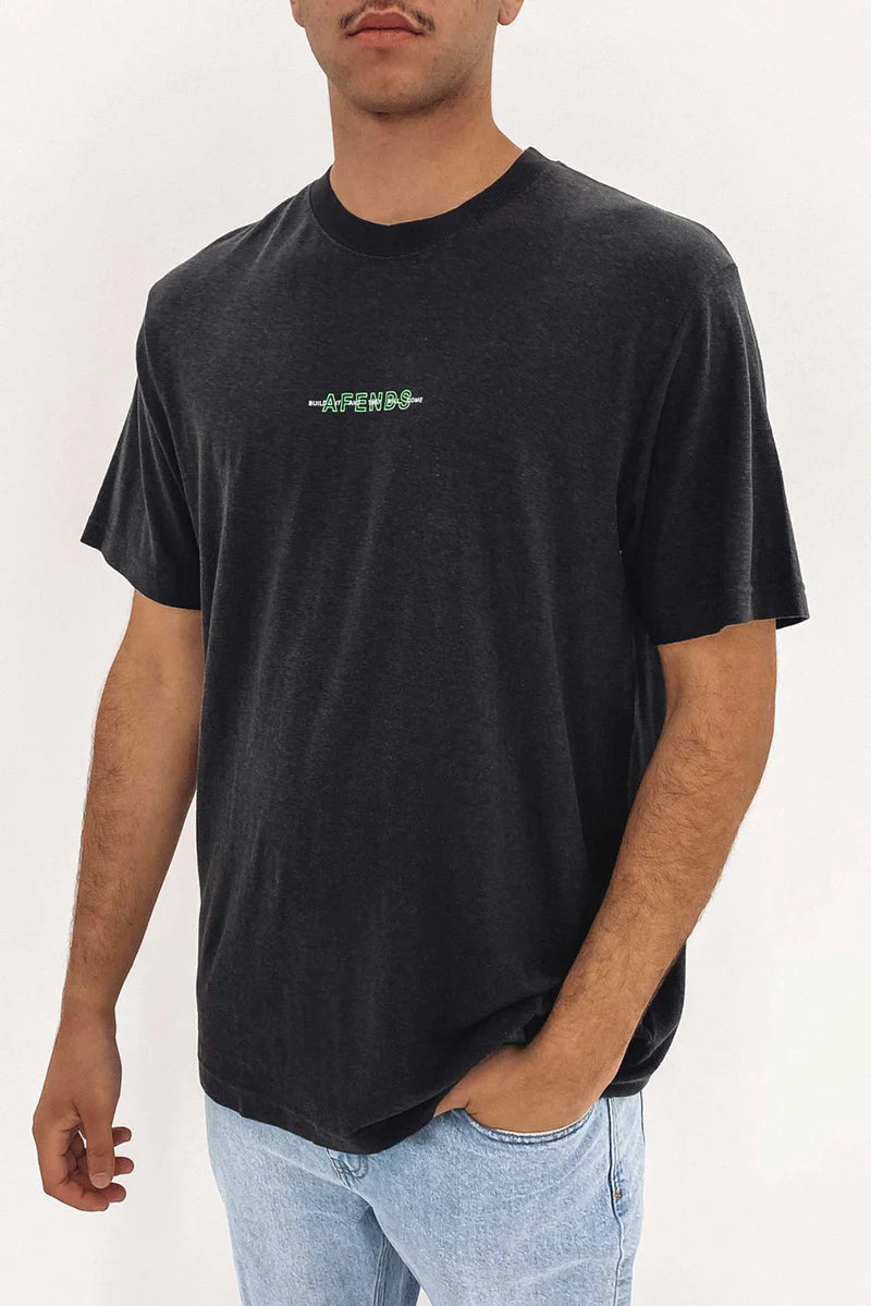 Short Sleeve Overlay Tee  CHARCOAL