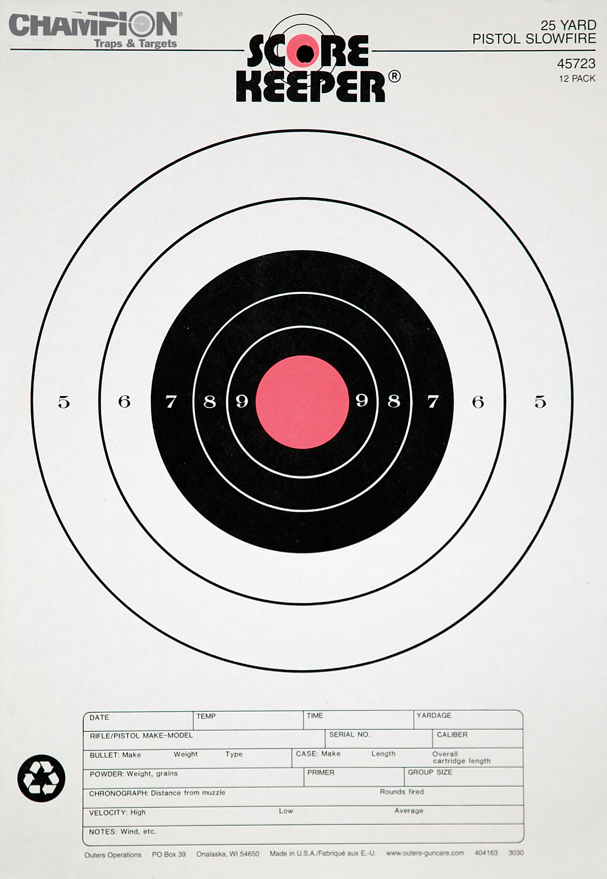 Primos Score Keeper® Fluorescent Orange & Black Bull Targets - 25 yd. Pistol Slow Fire 12 Pack
