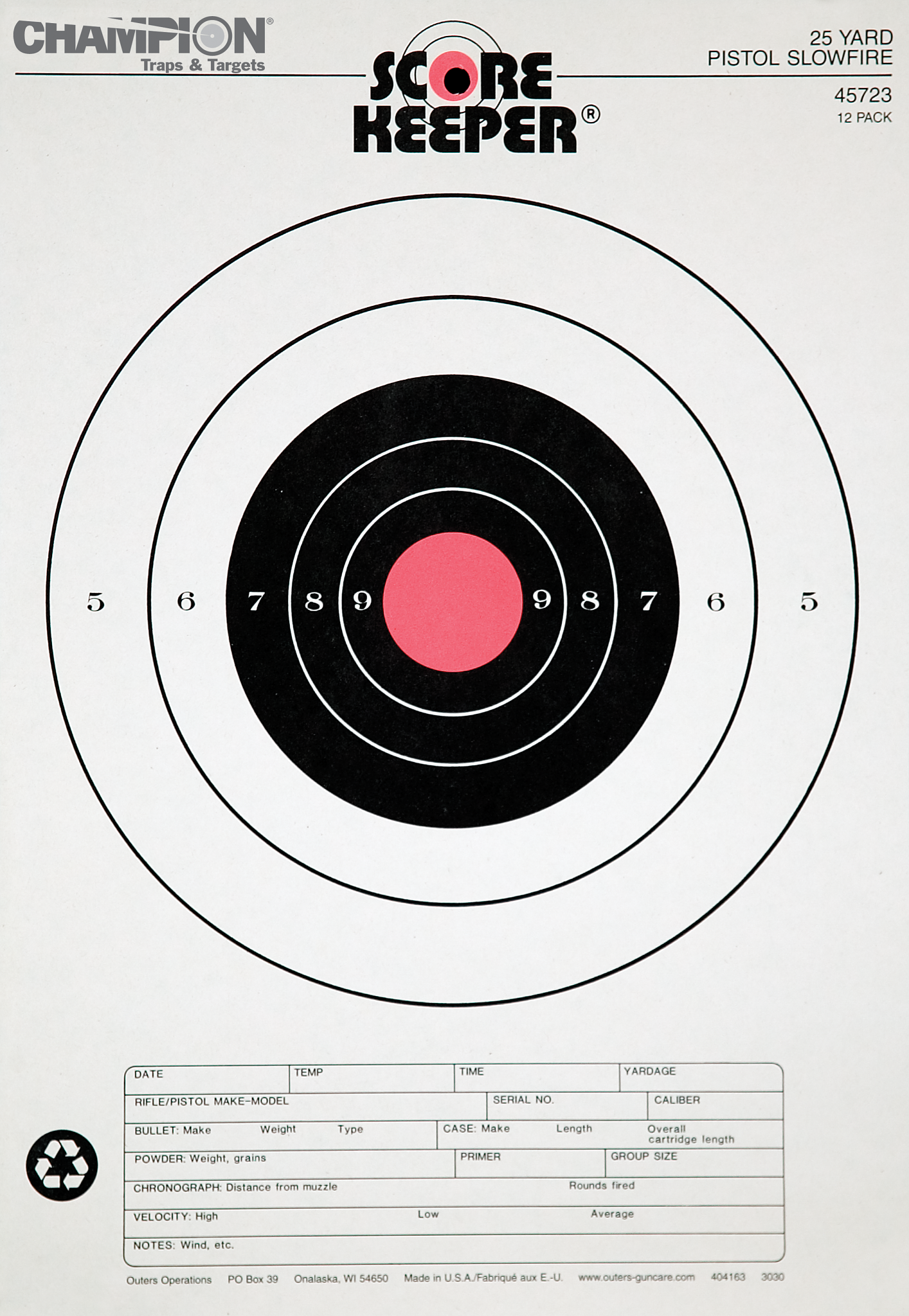 Primos Score Keeper® Fluorescent Orange & Black Bull Targets - 50 yd. Small Bore 12 Pack Notebook