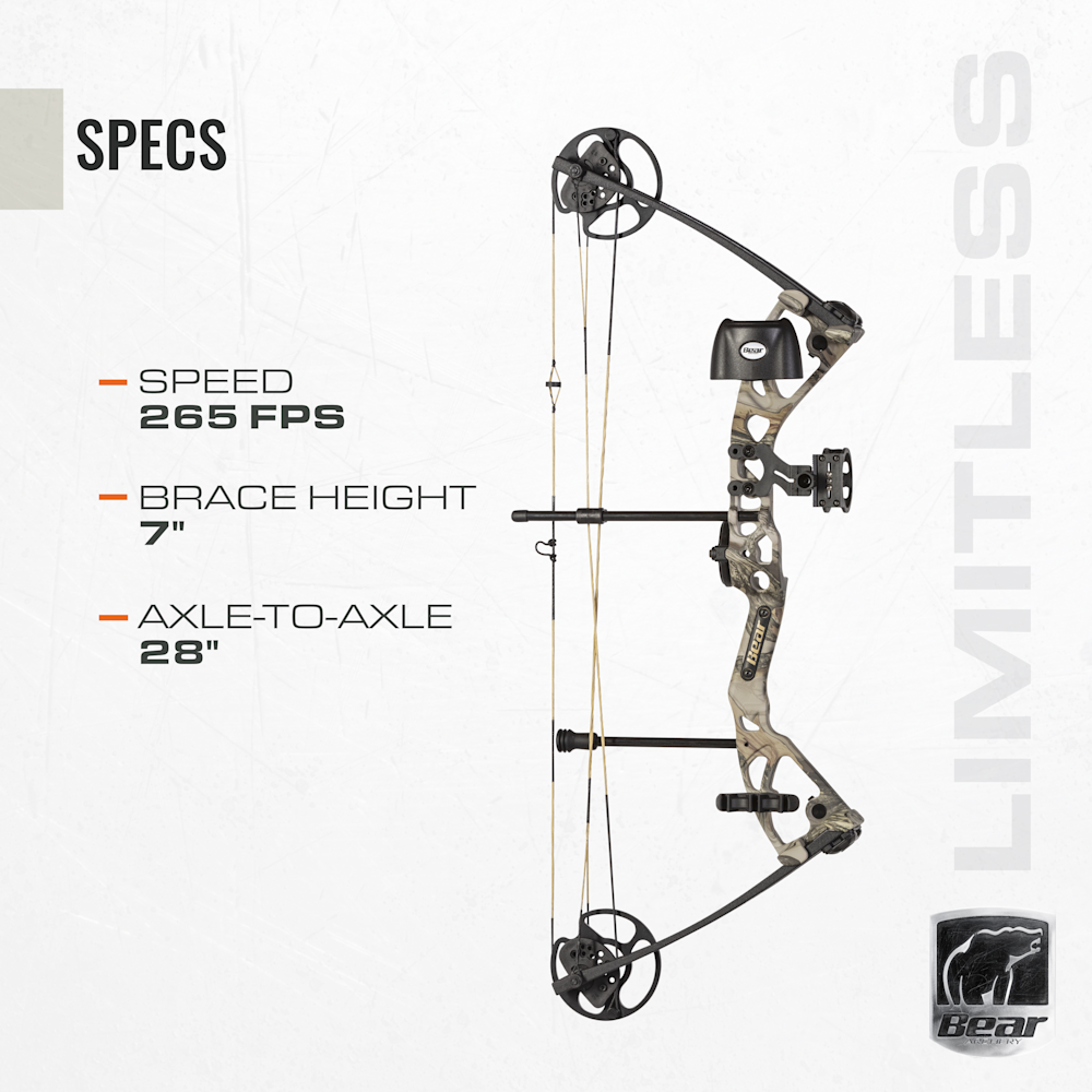 Bear Archery Limitless RTH Compound Bow - Tan / Right Hand / 25-50