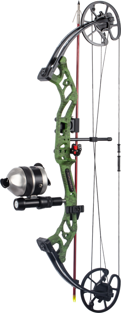 Cajun Bowfishing Sucker Punch Pro RTF w Reclaim Reel Bowfishing Bow - Slime Green / Right Hand / 20-50