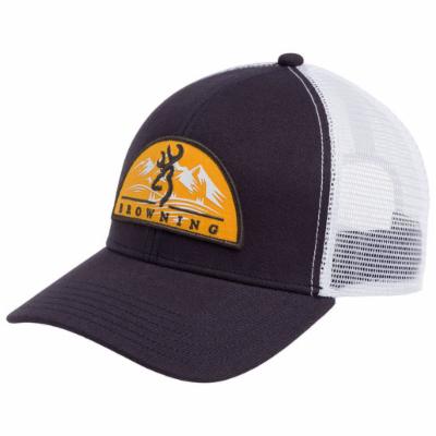 Browning Basin Cap Blue with mountain Buckmark patch, front view, SKU 308622651