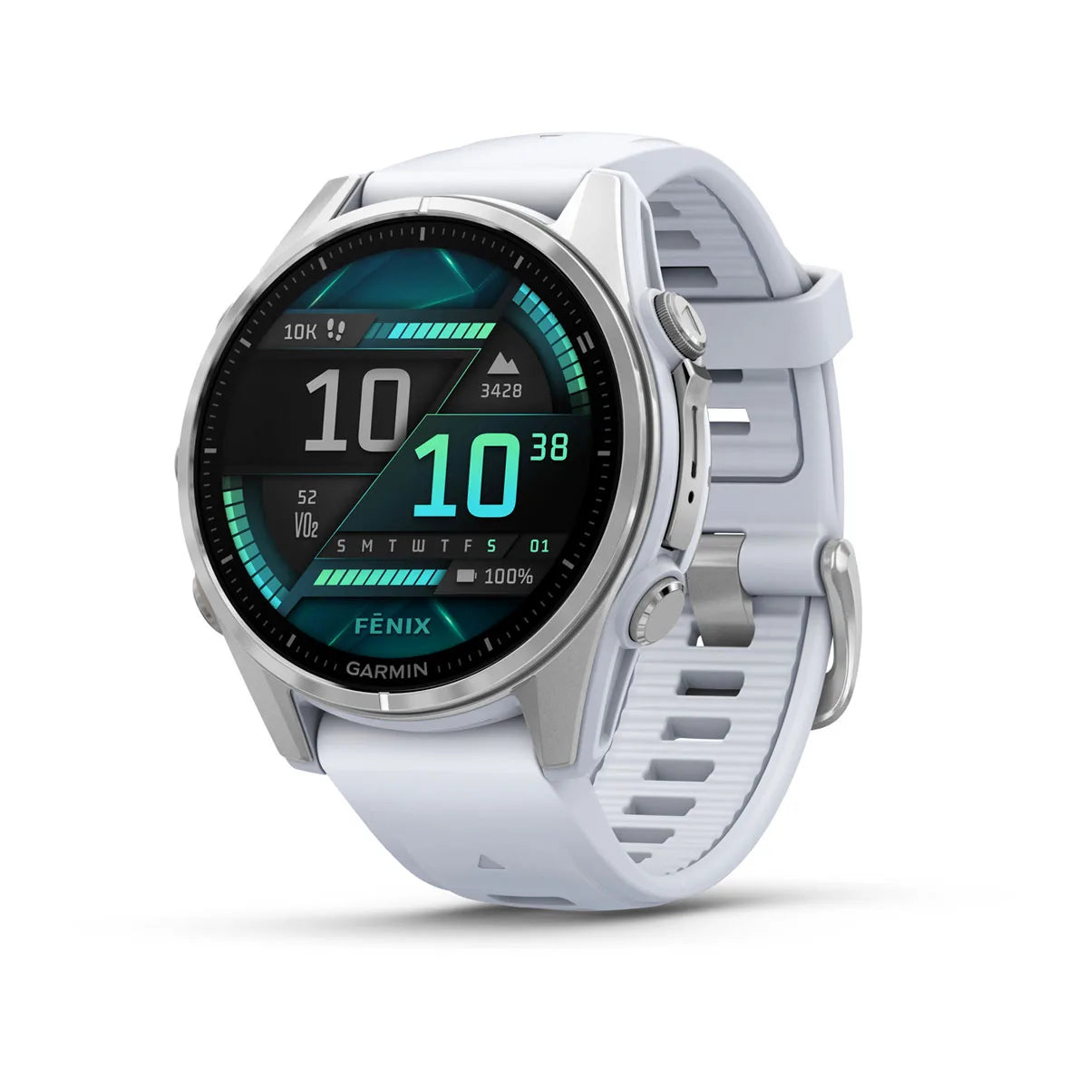 Garmin fēnix 8 – 43 mm AMOLED Silver with Whitestone Silicone Band