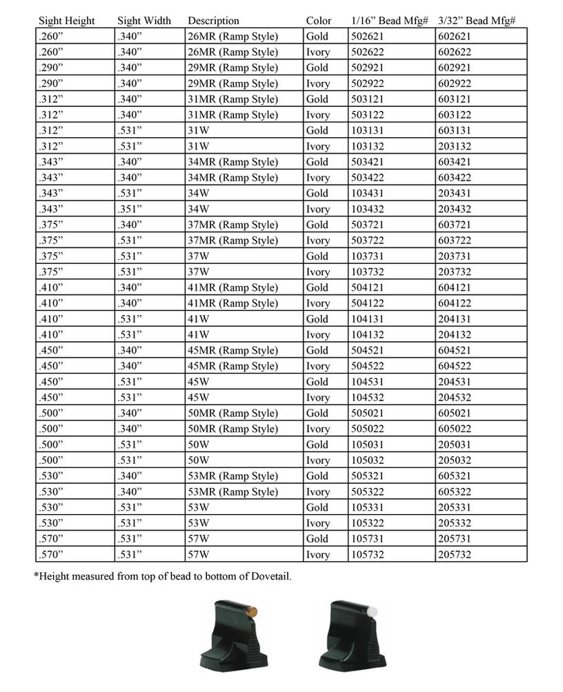 Marble Arms 41W 3/32 in Gold Bead Front Sight product image