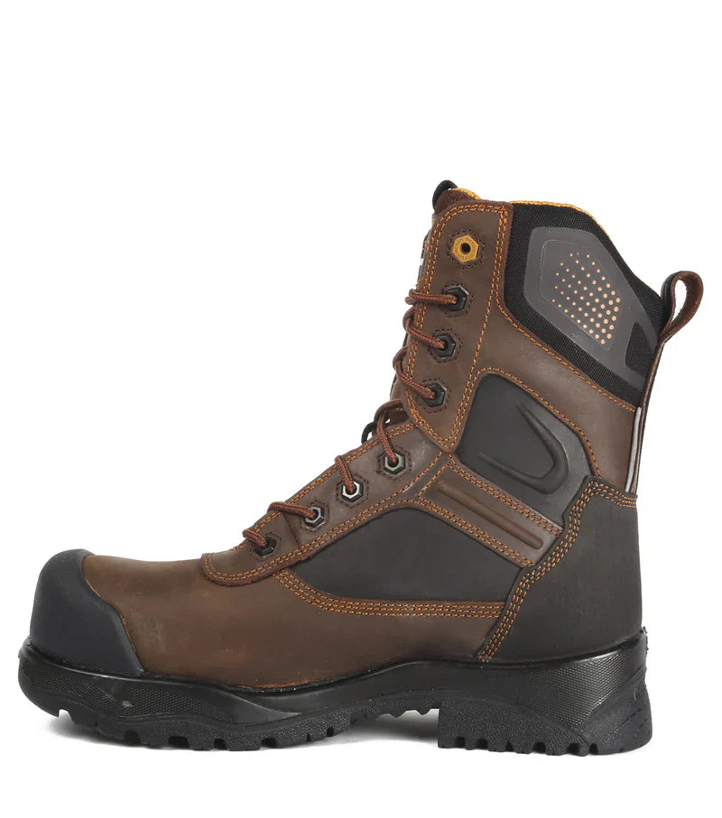Acton Thor Brown 8" Leather Work Boots with Slip Resisting Outsole