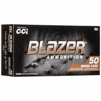 Blazer Brass 10mm Auto 180 Grain FMJ Brass 1200 FPS 50 Rounds