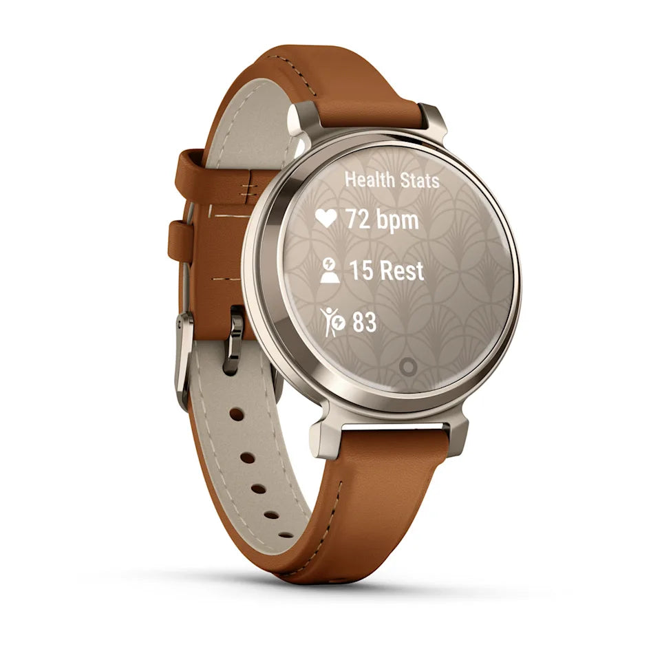 Garmin Lily 2 Classic Cream Gold with Tan Leather Band Smartwatch