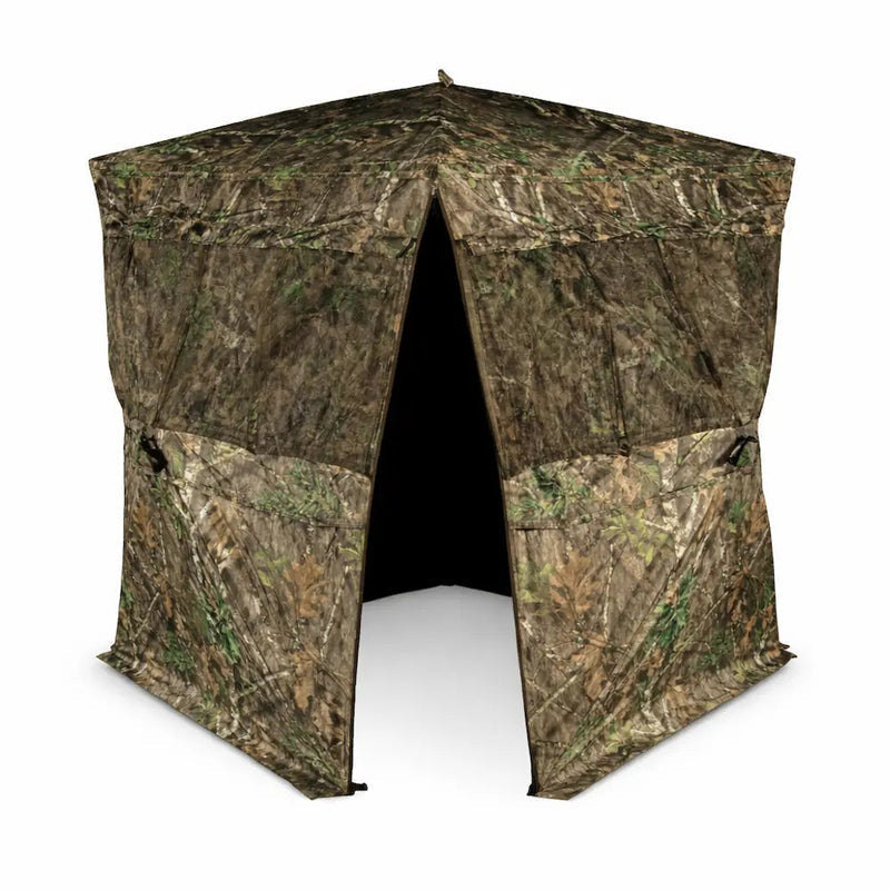 Muddy VS360 Ground Blind in Mossy Oak Obsession – door view, 800 × 800 white background