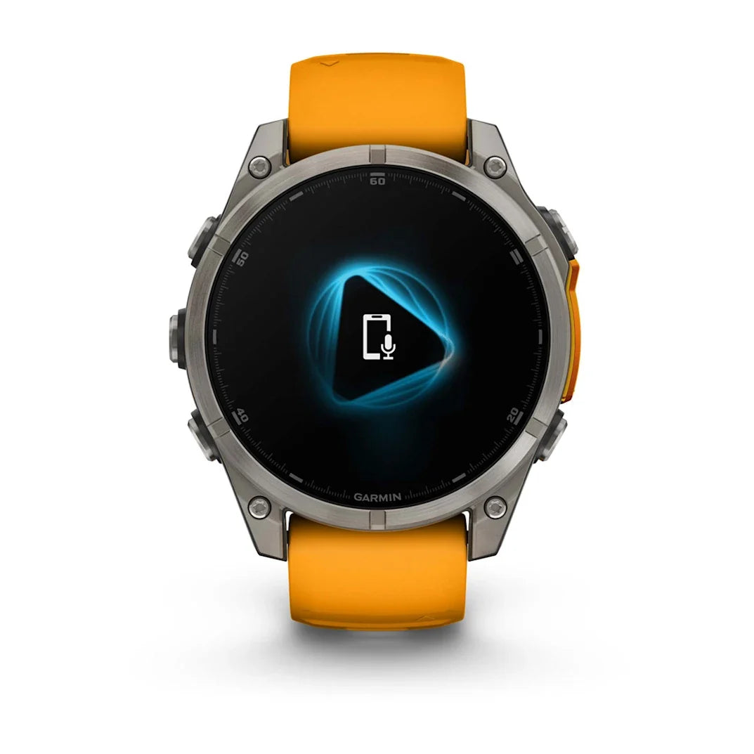 Garmin fēnix 8 – 47 mm AMOLED Sapphire Titanium with Spark Orange / Graphite Silicone Band