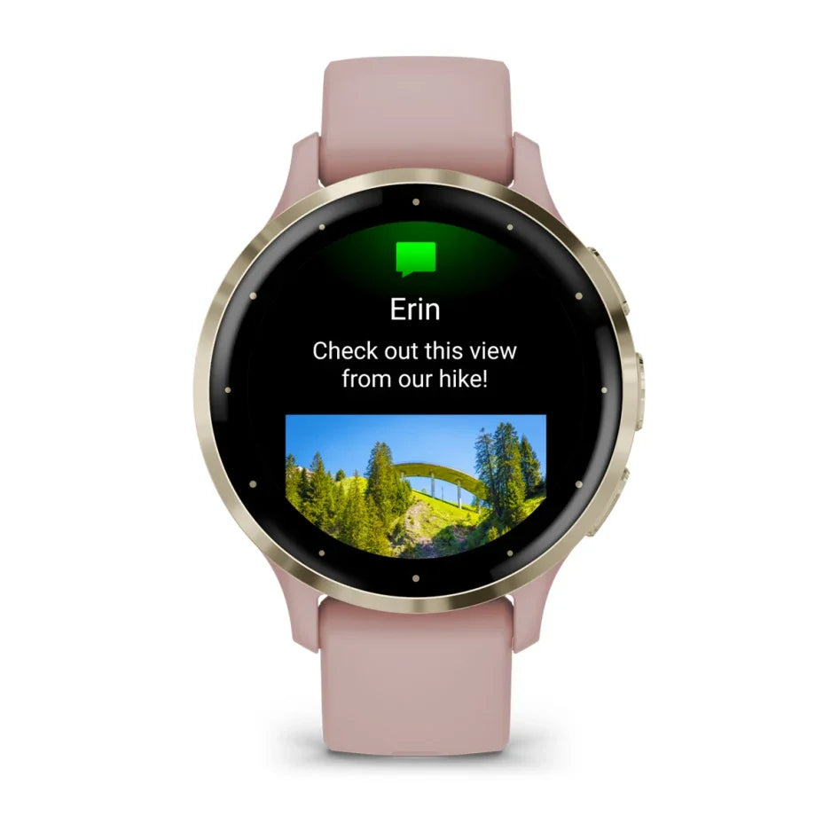 Garmin Venu 3S Soft Gold Stainless Steel Bezel with Dust Rose Case and Silicone Band Smartwatch