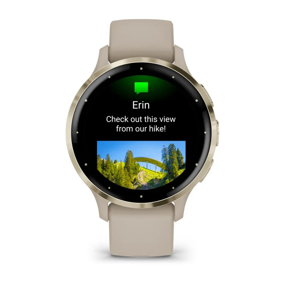 Garmin Venu 3S Soft Gold Stainless Steel Bezel with French Gray Case and Silicone Band Smartwatch