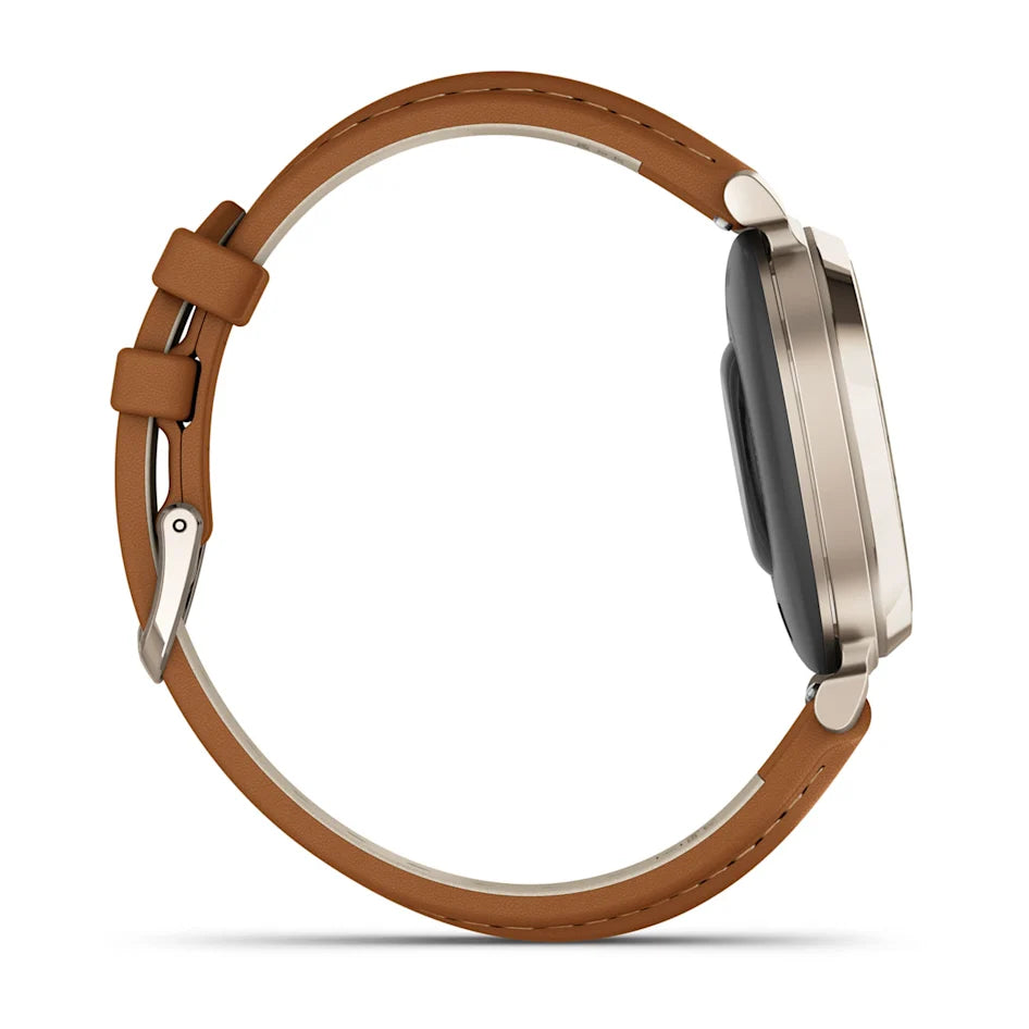 Garmin Lily 2 Classic Cream Gold with Tan Leather Band Smartwatch