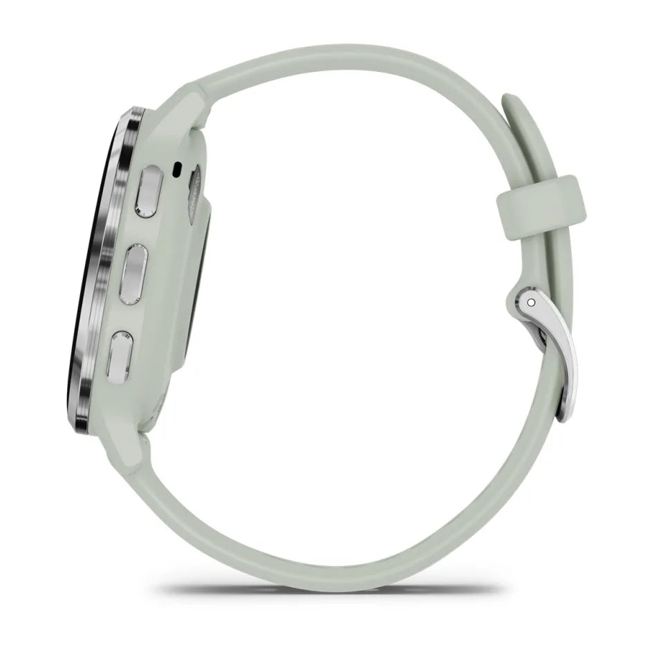 Garmin Venu 3S Silver Stainless Steel Bezel with Sage Gray Case and Silicone Band Smartwatch