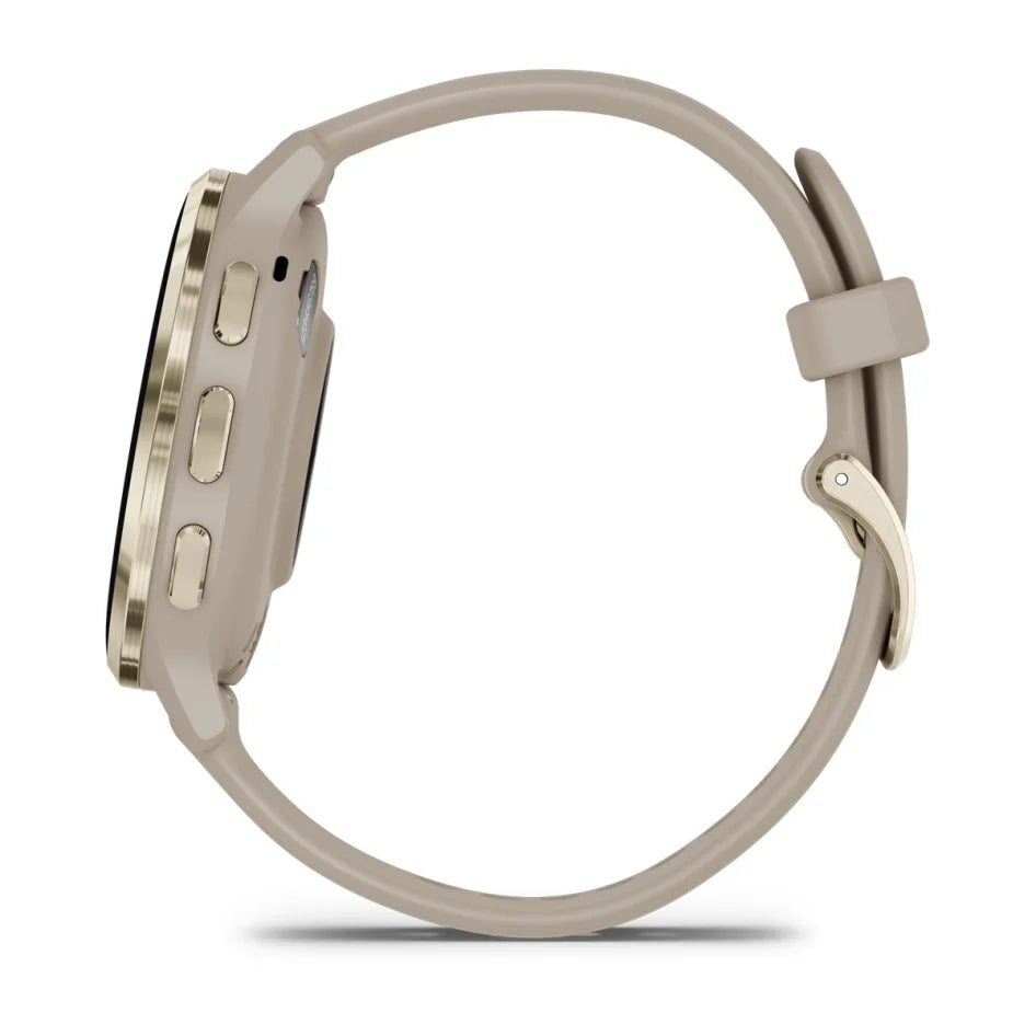 Garmin Venu 3S Soft Gold Stainless Steel Bezel with French Gray Case and Silicone Band Smartwatch