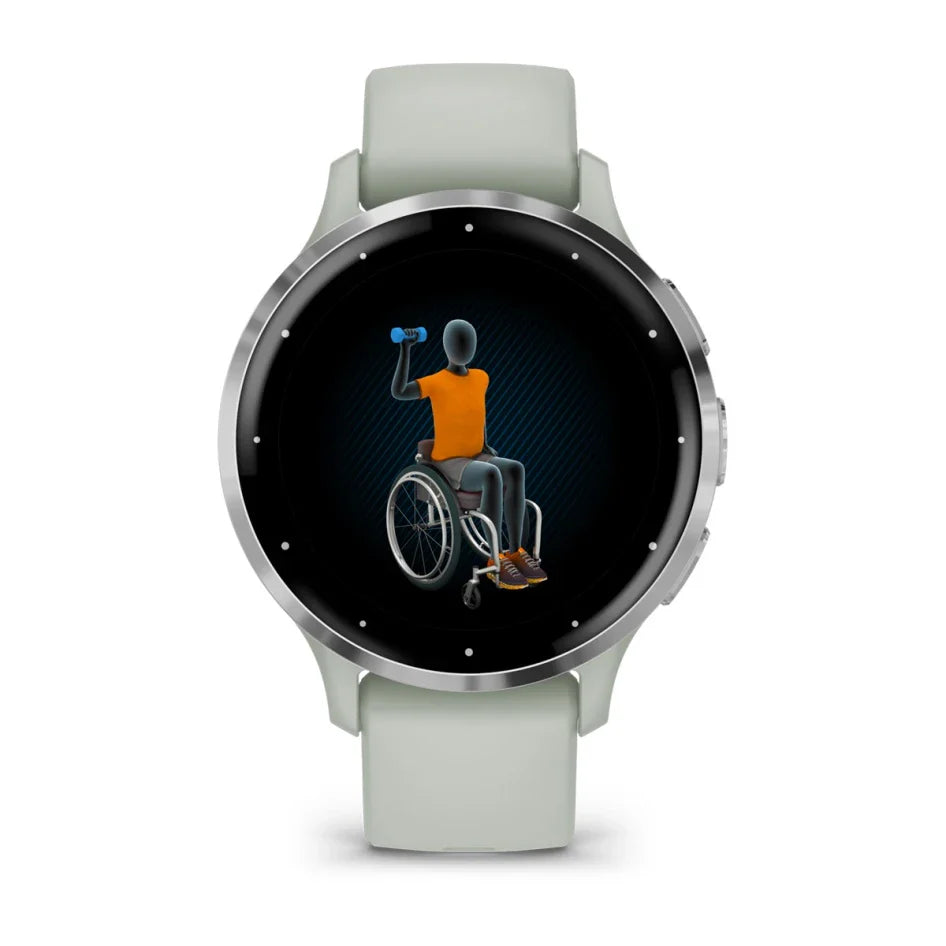Garmin Venu 3S Silver Stainless Steel Bezel with Sage Gray Case and Silicone Band Smartwatch