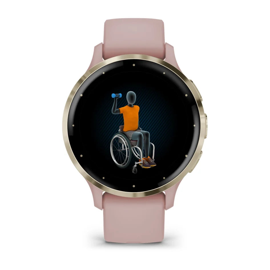 Garmin Venu 3S Soft Gold Stainless Steel Bezel with Dust Rose Case and Silicone Band Smartwatch