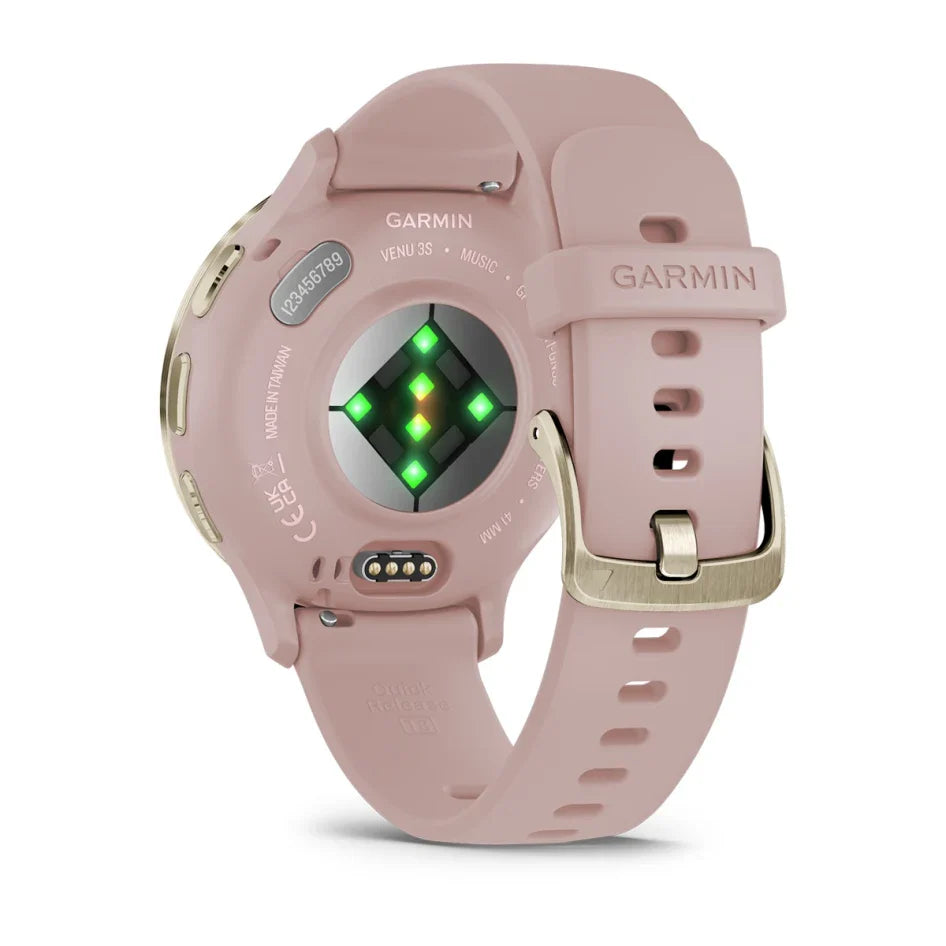 Garmin Venu 3S Soft Gold Stainless Steel Bezel with Dust Rose Case and Silicone Band Smartwatch
