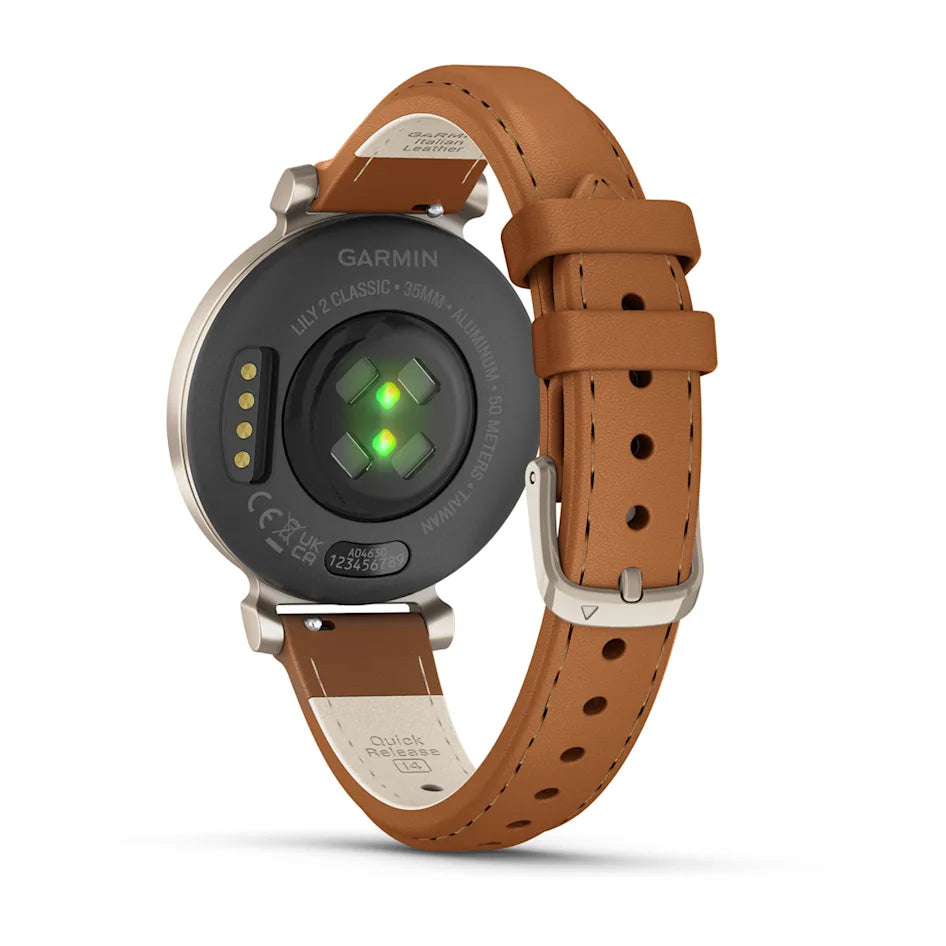 Garmin Lily 2 Classic Cream Gold with Tan Leather Band Smartwatch