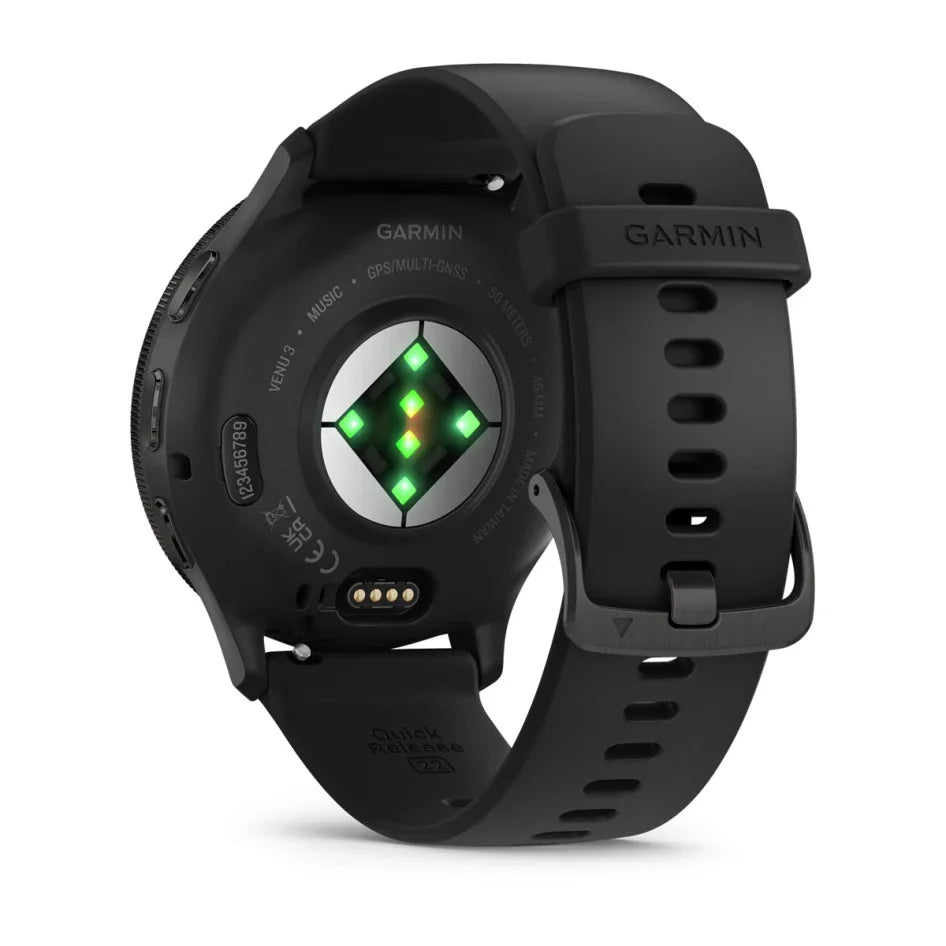Garmin Venu 3 Slate Stainless Steel Bezel with Black Case and Silicone Band Smartwatch