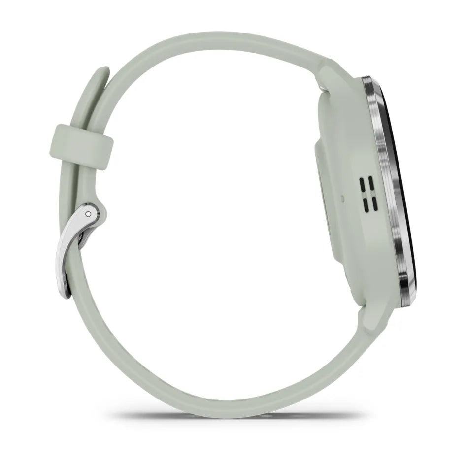Garmin Venu 3S Silver Stainless Steel Bezel with Sage Gray Case and Silicone Band Smartwatch