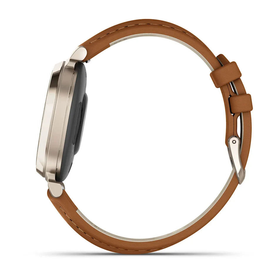 Garmin Lily 2 Classic Cream Gold with Tan Leather Band Smartwatch