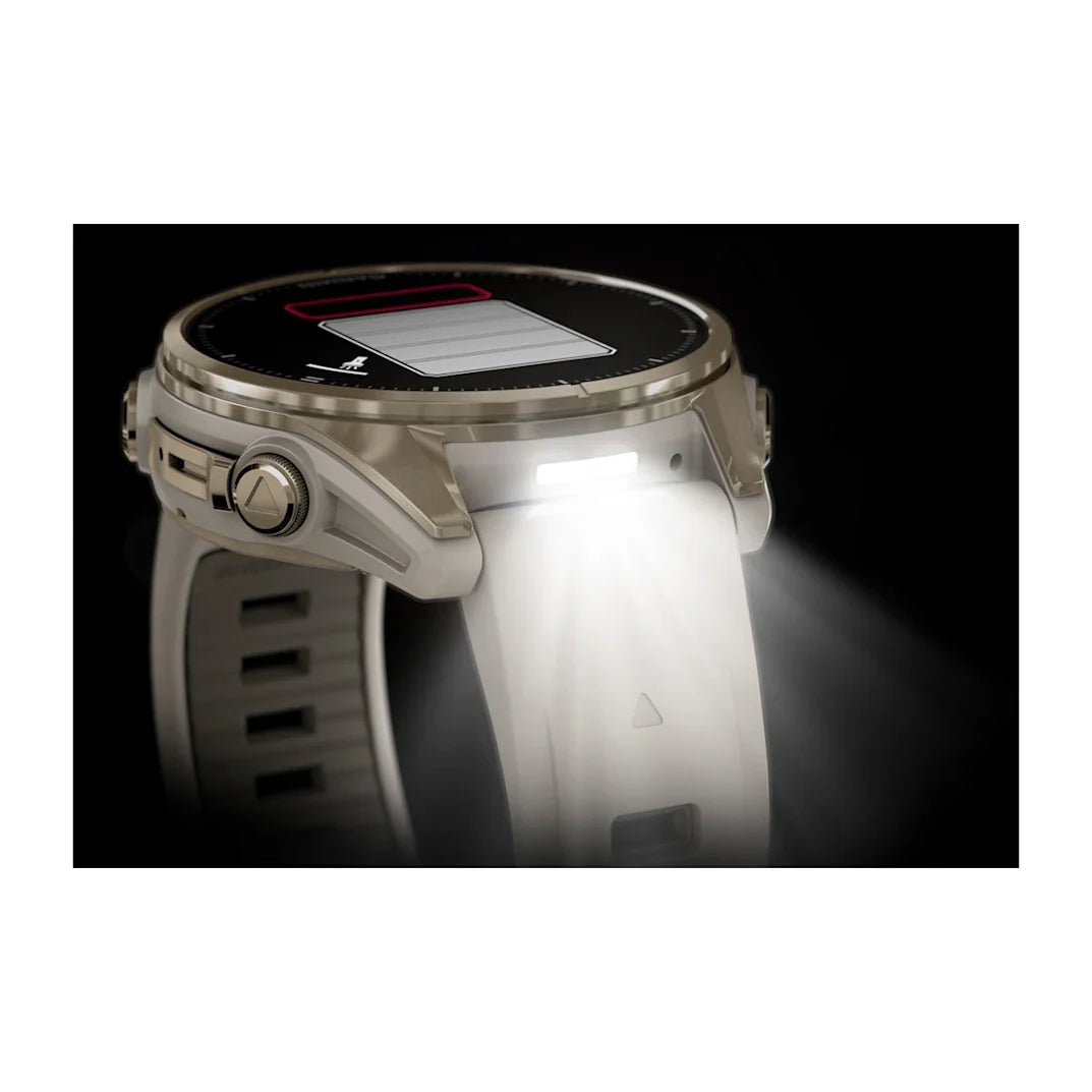 Garmin fēnix 8 – 43 mm, AMOLED Sapphire Soft Gold with Fog Gray / Dark Sandstone Silicone Band