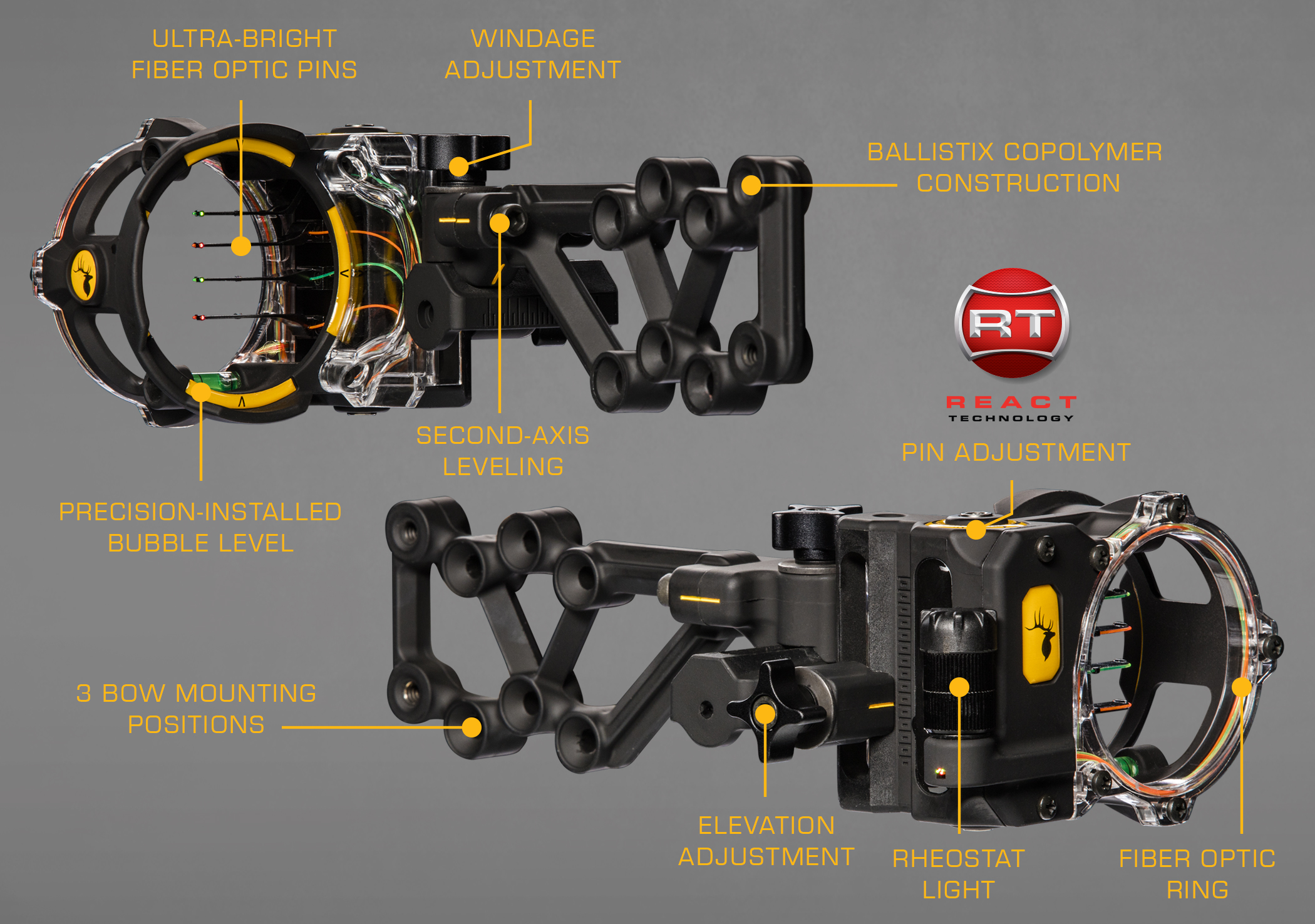 Trophy Ridge React® H4 Bow Sight - Right Hand / .019