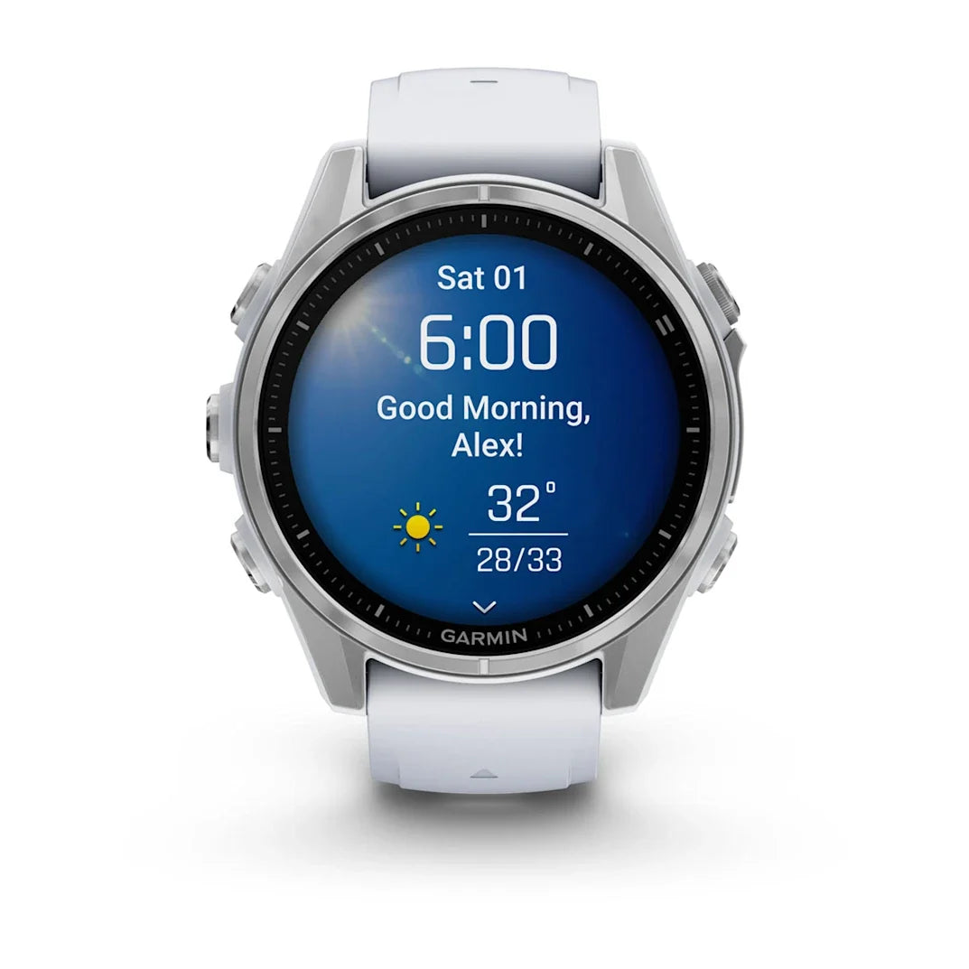 Garmin fēnix 8 – 43 mm AMOLED Silver with Whitestone Silicone Band