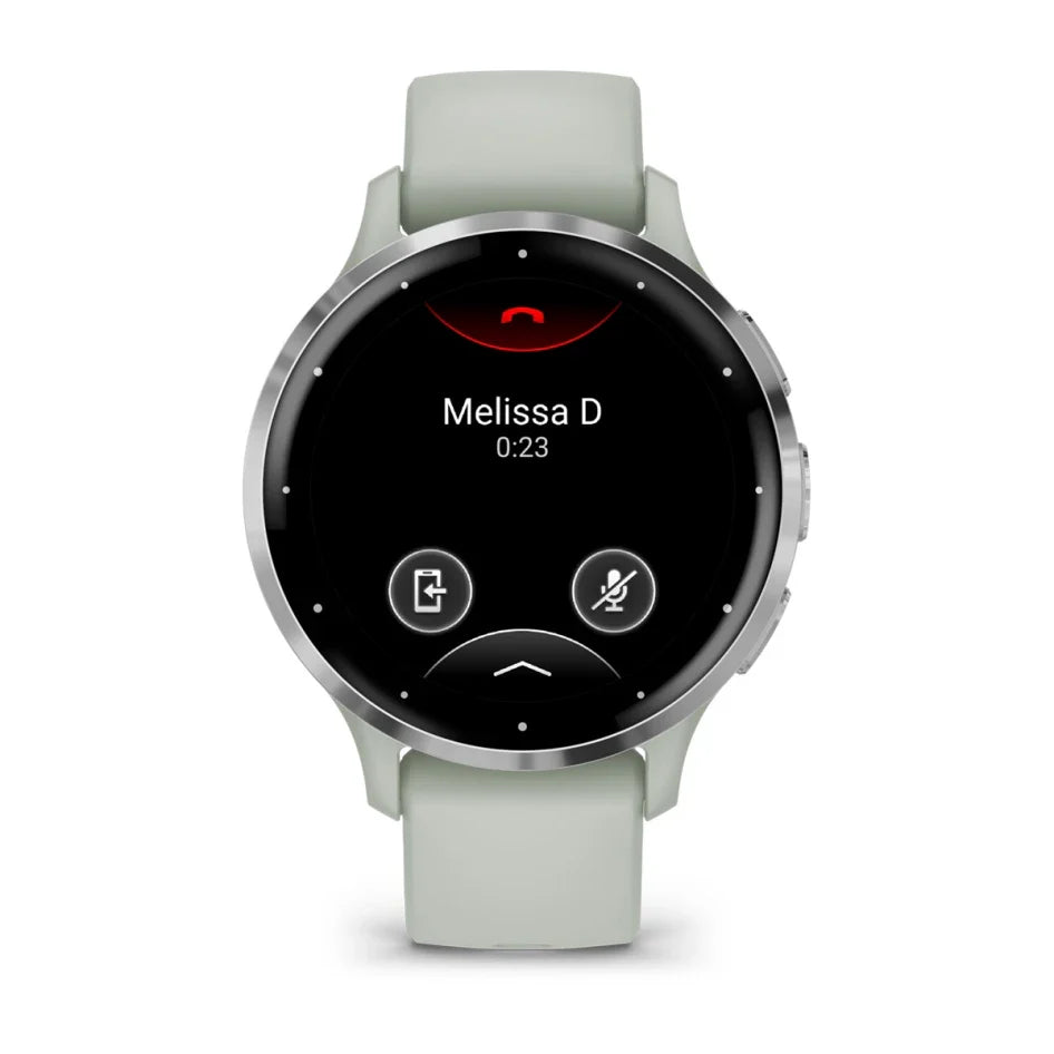 Garmin Venu 3S Silver Stainless Steel Bezel with Sage Gray Case and Silicone Band Smartwatch