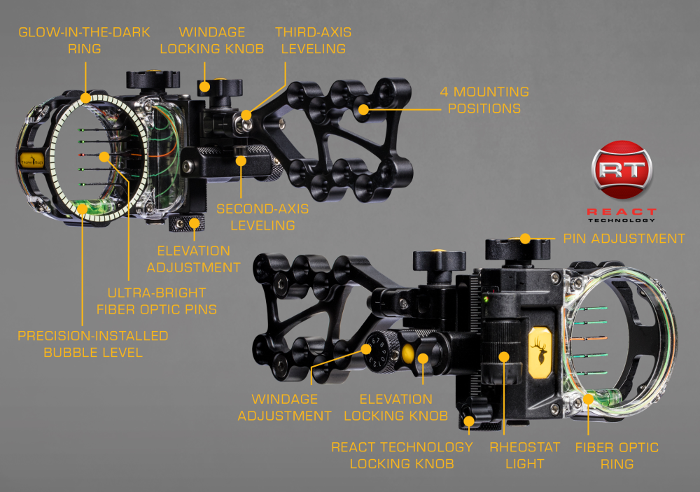 Trophy Ridge React® Pro Bow Sight - Black / Left Hand / .019